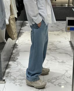 SOLIDHOMME韩国代购 蓝色宽松直筒纯棉牛仔裤 韩版 24年夏季 长裤 潮男