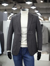 FAHRENHEIT韩国代购 2023年秋季 便服单西服上衣 灰色格纹单排扣修身