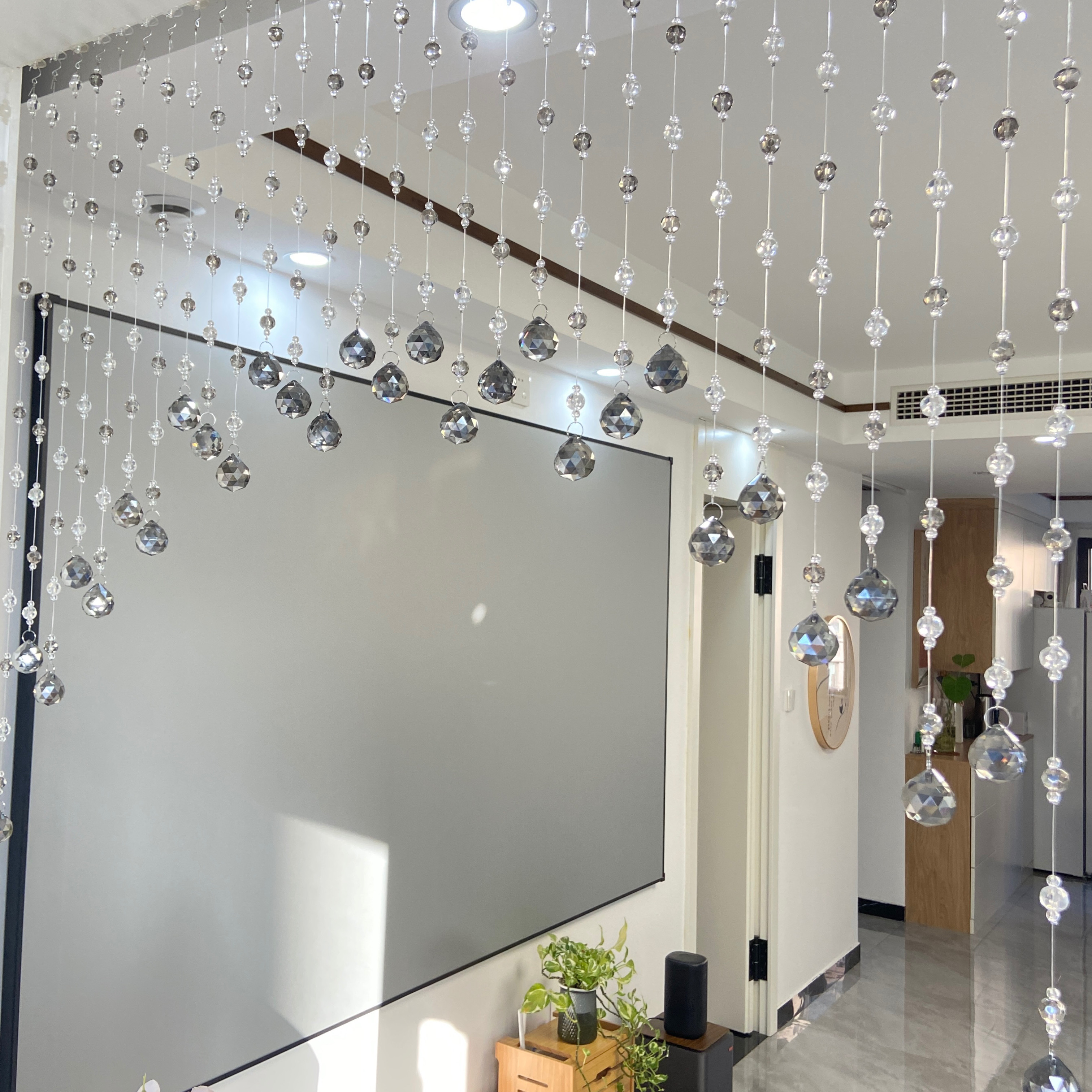 水晶珠帘门帘餐客厅卧室隔断帘过道阳台装饰挂帘高级感定制免打孔,居家布艺,珠帘/挂帘,淘宝优惠券,粉丝福利购,淘宝优惠卷