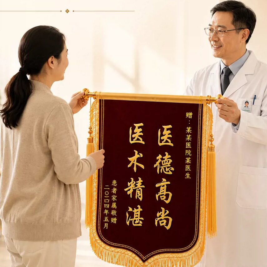 怀恩高档锦旗定制定做感谢医生
