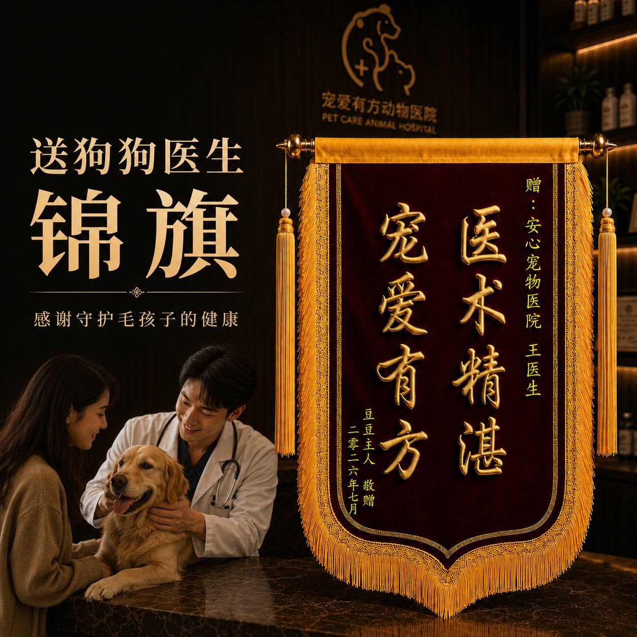 锦旗定制定做感谢医生医护人员
