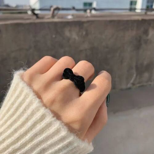 Velvet Bowknot Ring for Women Girls Blue Red Bow-knot Cute R