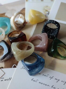 Minimalist Resin Ring - Vintage Geometric Acrylic Square Rin
