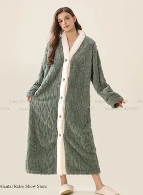 Thick Flannel Couple Nightgown Bathrobe Autumn Winter Sleepw