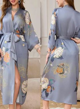 New Chinese Style Long Robe Kimono Bathrobe Gown Women Night
