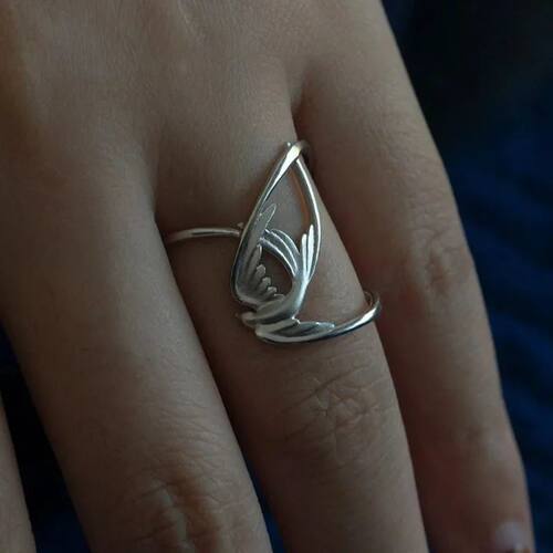 New Hollow Swallow Bird Adjustable Open Cocktail Ring Earrin