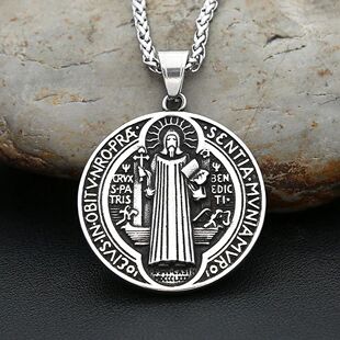 Vintage 316L Stainless Steel Saint Benedict Exorcism Pendant