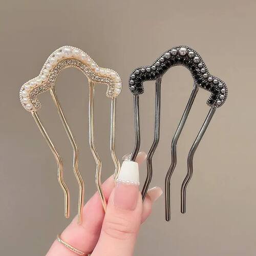 Metal U-Shaped Hair Fork Combs Pearl Tassel Hair s Hair Clip