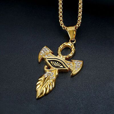 Vintage Gold Color Eye of Horus Pendant Necklace 316L Stainl