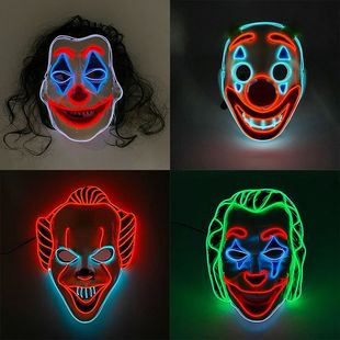 LED Clown Mask Scary Theme Mask Spooky Cosplay Clown Costume
