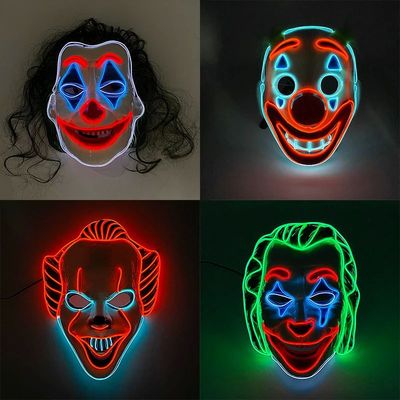 LED Clown Mask Scary Theme Mask Spooky Cosplay Clown Costume