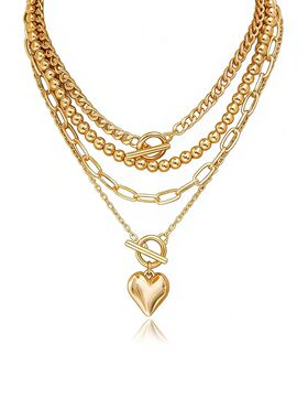 Layered Necklace for Women Chunky Necklaces Stack Paperclip