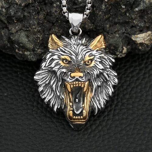 Vintage Nordic Mythology Odin Wolf Pendant Necklace For Men