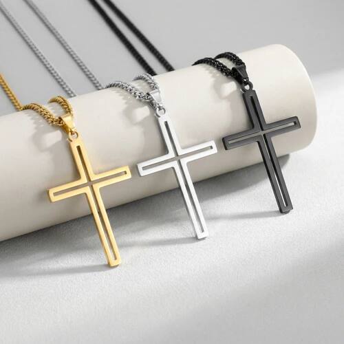European and American malist hollow cross necklace for men a