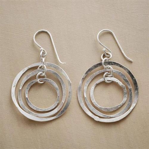 Vintage Round Geometry Hollow Earrings for Women Silver Colo