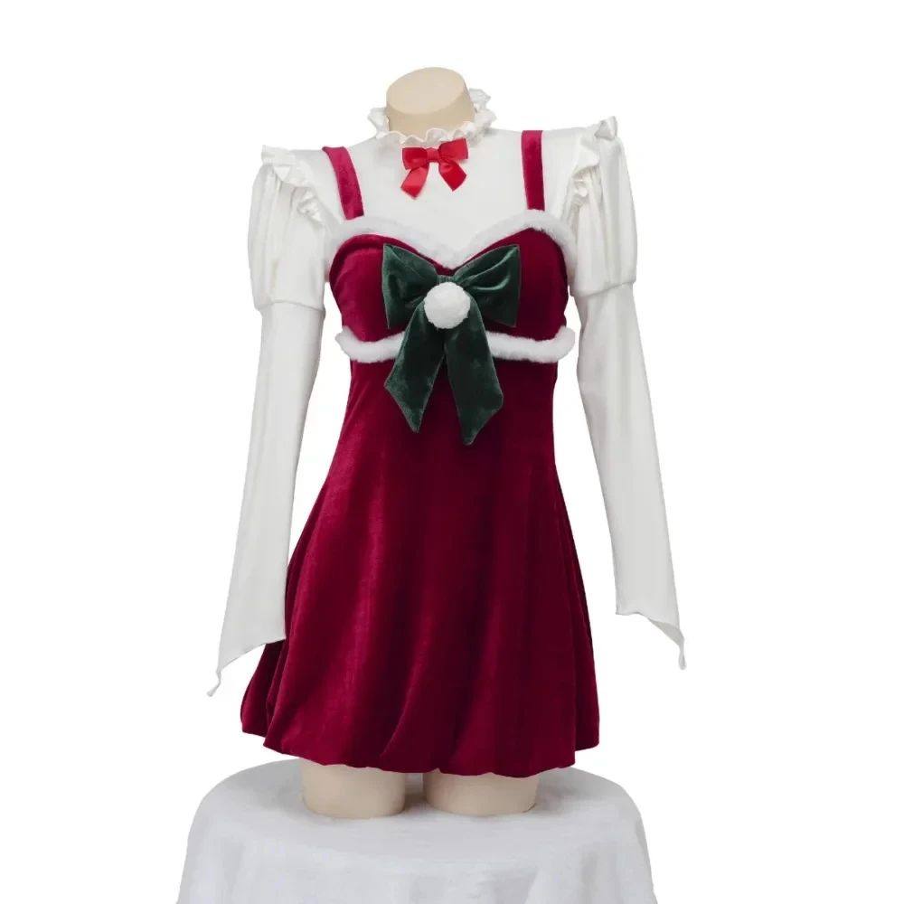 Anime Girl Red Velvet Dress Christmas Uniform Outfits Women