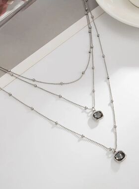 Unique Acrylic Black Stone Pendant Necklace Minimalist Multi