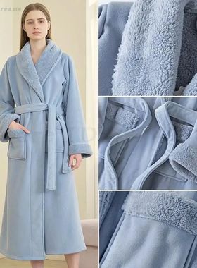 Large Size Female Long Nightgown Thickened Coral Fleece Slee