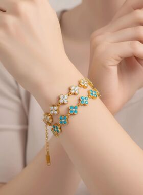Electroplated stainless steel bracelet with cat eye cubic zi