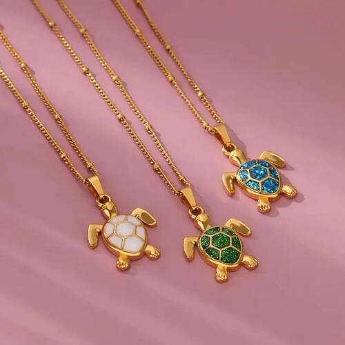 Colored Turtle Pendant Necklace for Women Summer Beach Femal