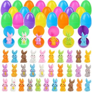24Pcs/set Plastic Easter Egg with Rabbit Easter Basket Fille