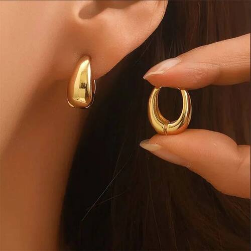Vintage Metal U-shaped Hoop Earrings For Women Fashion Gold