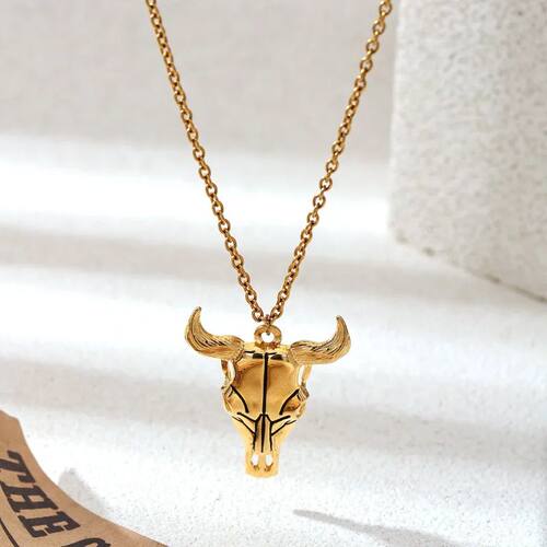 Chic Gold Bull Skull Pendants Women Stainless Steel Edgy Fas