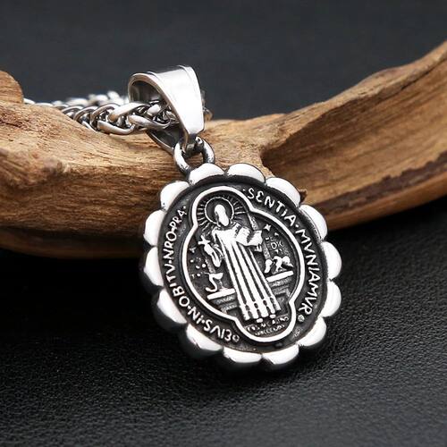 Vintage Catholic Saint Benedict Pendant Necklaces For Men St