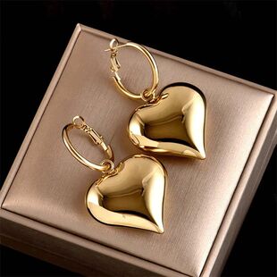 Vintage Gold Plated Chunky Dome Drop Earrings for Women Glos