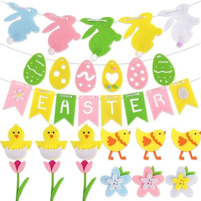 Felt Easter Egg & Rabbit Flag Banner Non-Woven er with Chick
