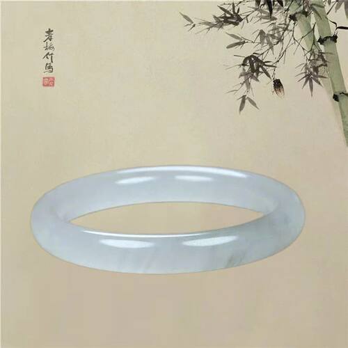 Natural Ice Ink Jade White Moonlight Jade Bracelet Grey Ice