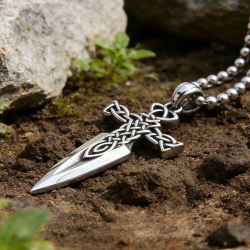 Gothic Celtic Knot Sword Necklace – Viking Norse Mythology