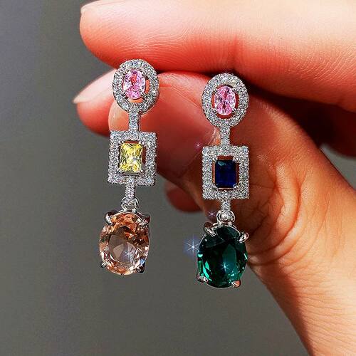 Fashion Luxury Colorful Earrings for Women Bright Pink/Yello