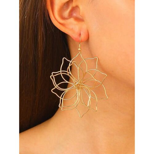 Bohemian Style Wire Flower Drop Earrings For Women Fashion D