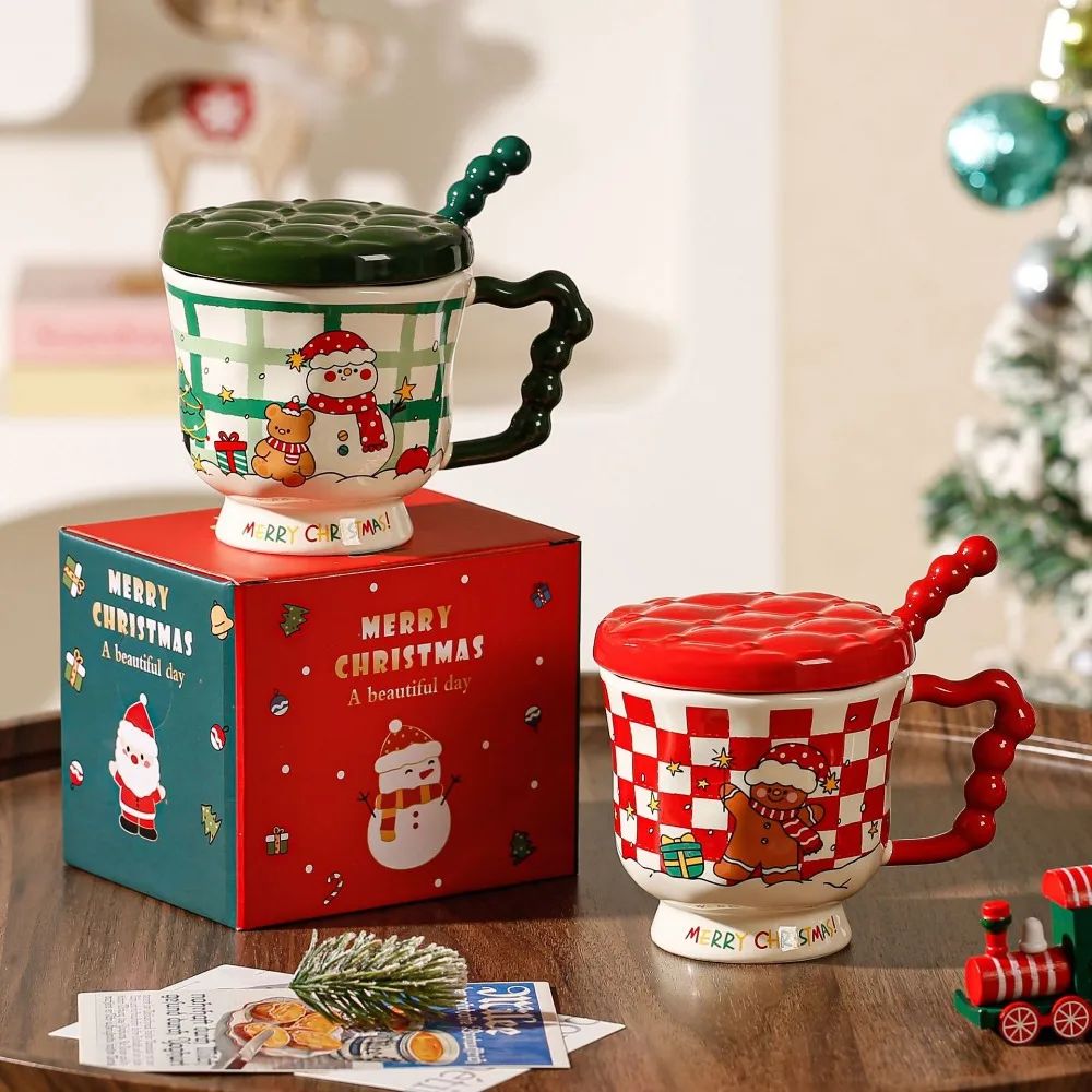 Cute Christmas high-look high-footed mugs, ceramic water cup