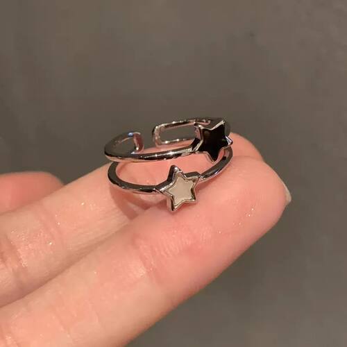 Kpop Vintage Y2k Gothic Double Layer Star Open Rings For Wom