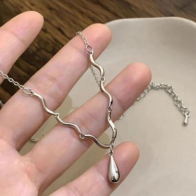 Adjustable Water Droplet Necklace, Hypoallergenic Irregular