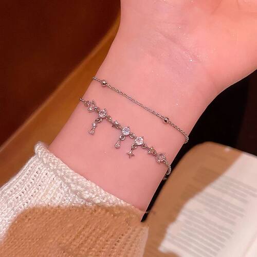 Stainless Steel Zircon Star Tassel Bracelets for Women New n