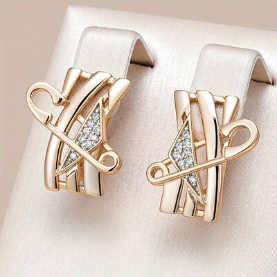 Exquisite Gold Color CZ Hoops Women's Earrings for Party Dai