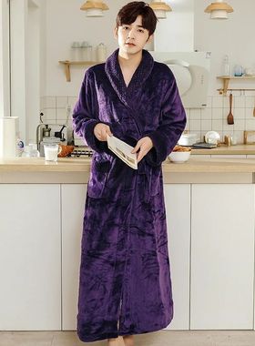 Thickened Men's Robe Sleepwear Winter Plus Size Flannel Warm