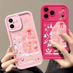 For iPhone 17 Pro Max Case Pink Christmas e Shockproof Silic