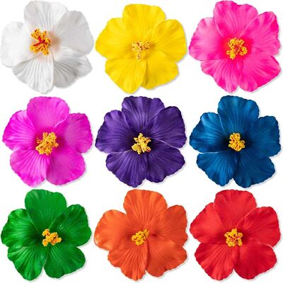 9pcs Hawaiian Flower Hair Clips Hibiscus Flower Foam Hair Ac