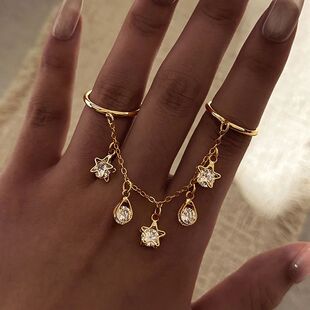 New Shiny Zircon Pendant Ring Women Star Water Drop Geometri