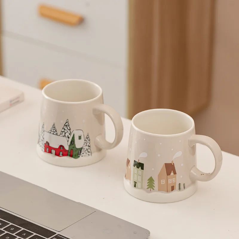 1PC Large Capacity Ceramic Christmas Mug Holiday Theme Home