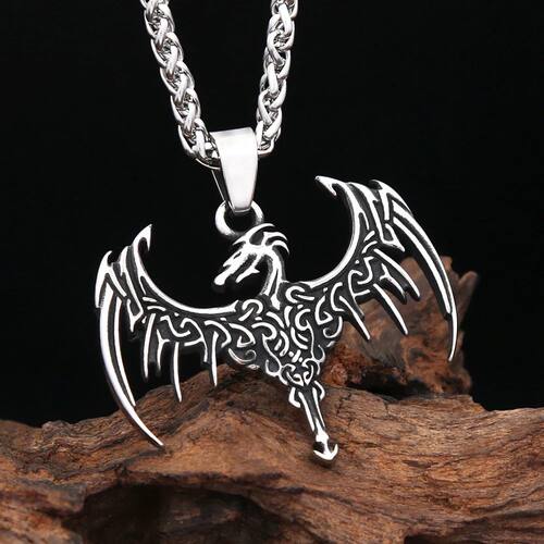 Vintage Viking Flying Dragon Pendant Necklaces For Man 316L