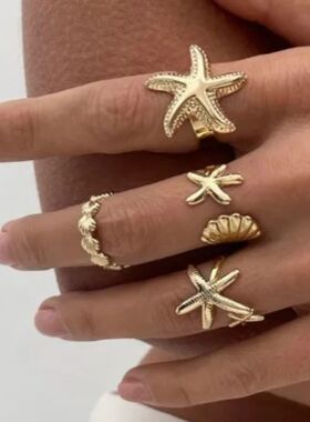 Hypoallergenic Starfish Statement Ring, Gold Plated Stainles