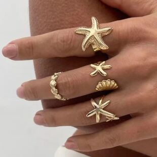 Hypoallergenic Starfish Statement Ring, Gold Plated Stainles
