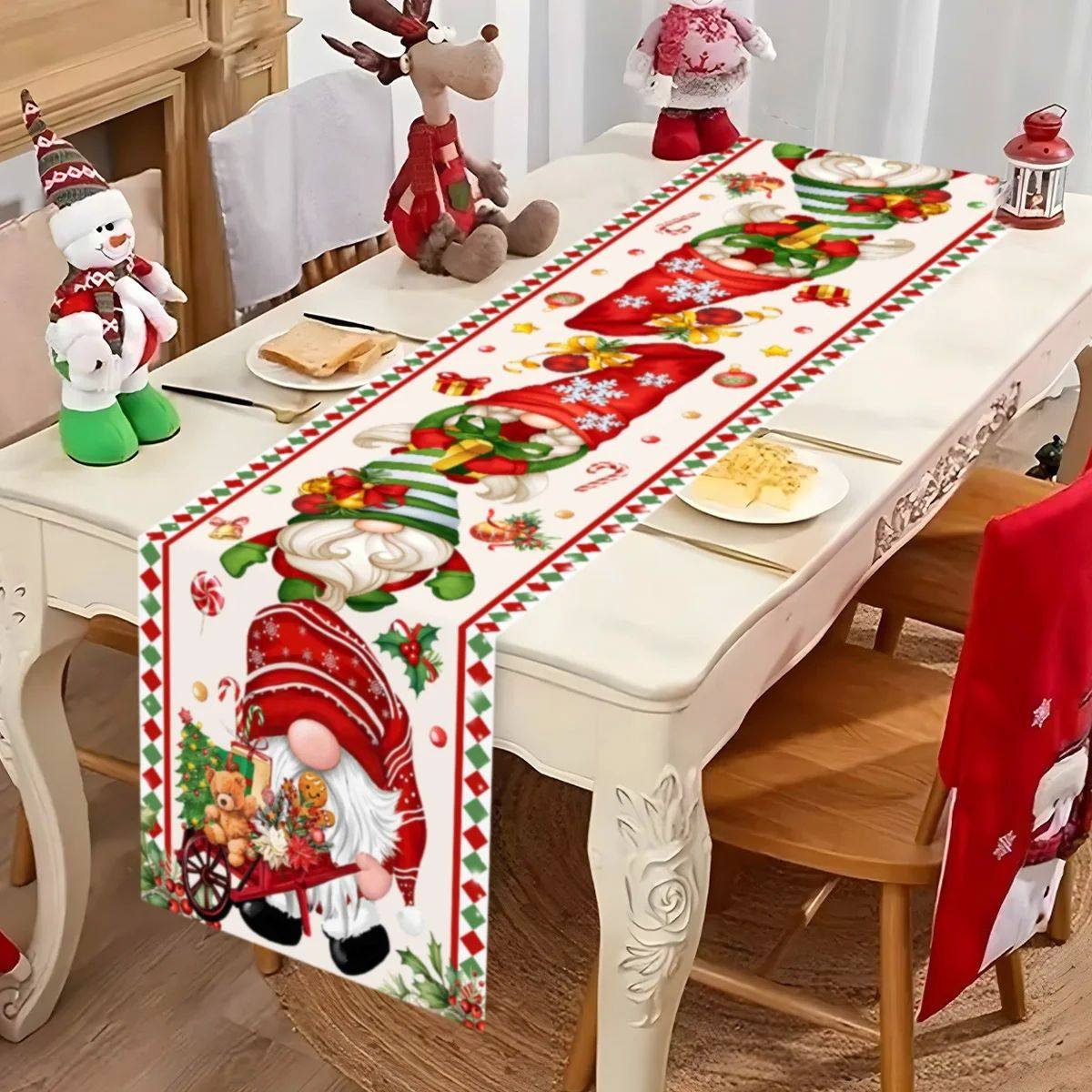 Christmas Gnome Table Runner Merry Christmas Decorations For