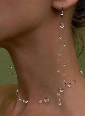 Cold Style Clear Crystal Water Drop Earrings Dainty Luxury C