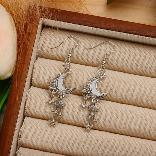 Y2K personalized creative moon and star pendant earrings, su